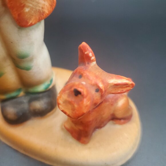 Hummel Style Figurine Fiddler Boy w/ Dog Vintage Japan Collectible Hand Painted - Picture 6 of 6